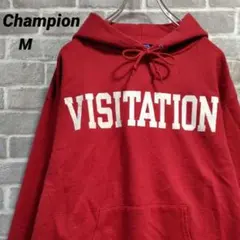 【Champion】ロゴスウェットパーカー 赤 VISITATION US古着