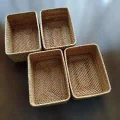 【中古 美品】無印良品　重なるラタン長方形ボックス 小 4個セット