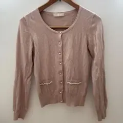 LAISSE PASSE パール調ボタン カーディガン ピンク