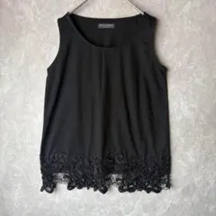 FASHION MESSAGE 裾レースタンクトップ チュニック 重ね着 ミセス