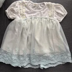 刺繍入りチュニック ホワイト/ミント