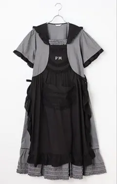 ピンクハウス❤️ブランドロゴ入りタブリエ付きセーラーカラーワンピース