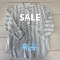 UNIQLO ストライプ柄 五分袖シャツ M