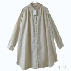 B.L.U.E. 綿100％ ストライプ ロングシャツ 長袖 M タグ付きのサムネイル