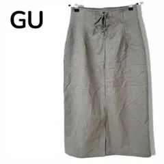 【ジーユーGU】レースアップナローミディースカート　タイトスカート　カーキ　 L