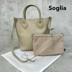 未使用 Soglia 4WAY トート バッグ ショルダー ポーチ付き レザー.