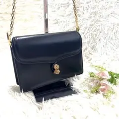 【極美品】グッチ ショルダーバッグ 2way 肩掛け チェーン カーフレザー 黒