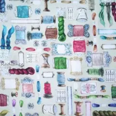 253.ロバートカフマンお裁縫 刺繍 USAコットン シーチング はぎれ布生地