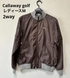 Callaway golfブラウン ナイロンジャケット2way WジップMサイズ