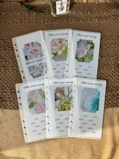 韓国でins大人気！花柄 ❷ A6貯金管理saving リフィル 6枚