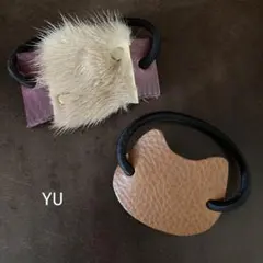 レザー　ヘアゴム　秋冬仕様2点セット①