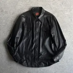 FREEDOM フリーダム【L】本革 レザー ウエスタンシャツ ブラック 日本製