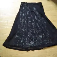 花柄シアーフレアスカート ブラック 丈67のサムネイル