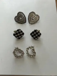 イヤリングセット 多様なデザイン／ヴィンテージ・ギンガムチェック・シルバー