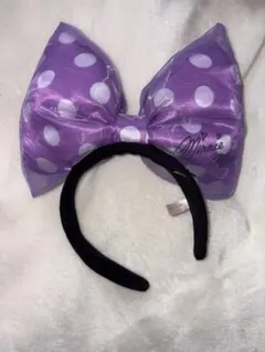 ミニーマウス 紫　カチューシャ　リボン