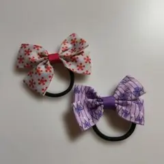 リボンヘアゴム2個セット和柄