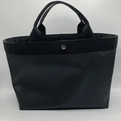 ハンドメイド　ブラック　フェイクレザー　トートバッグ