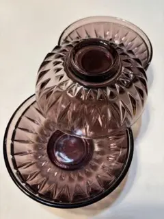 ガラス製　紫色　　5皿セット　　昭和レトロ