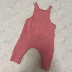 next 3-6ヶ月　ピンク オーバーオールロンパース