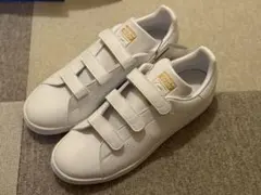 アディダス オリジナル スタンスミス ベルクロ ホワイト ゴールド 27.5cm