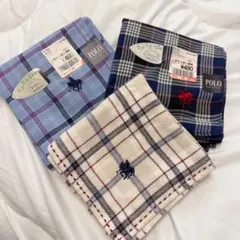 POLO チェック柄タオルハンカチ 3枚セット