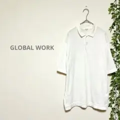 【GLOBAL WORKグローバルワーク】半袖ポロシャツ　ユニセックス　白　Lのサムネイル