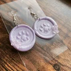 肉球 紫 リボン ハンドメイド ピアス パープル 犬 猫 アクセサリー