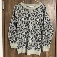 ヒョウ柄 長袖セーター アクリル100%