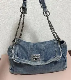 デニム ショルダーバッグ　斜め掛け　チェーンバッグ　トレンドバック