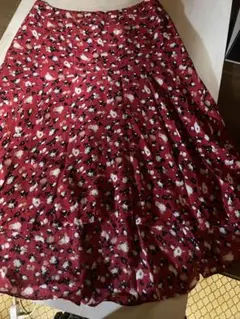 LAURAAshley赤 花柄 フレアロングスカート