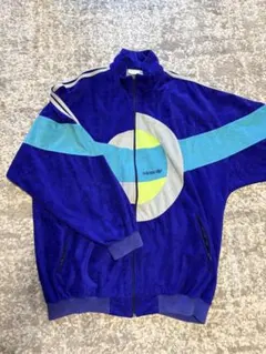 adidas 青 ジャージ フリース　フランスヴィンテージ