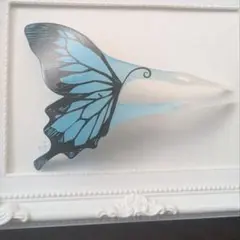 【むー。さま専用】蝶の羽デザイン 簪　バチ型　ブルー