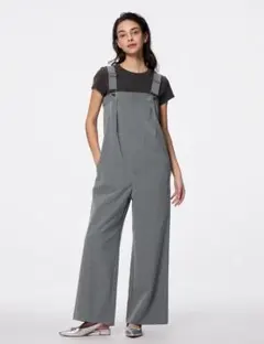 【新品未使用】　GU ジーユー　タックサロペットパンツ　グレー　股下裾上げあり