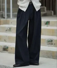 WYM 3TUCK DENIM BAGGY SLACKS Sサイズ