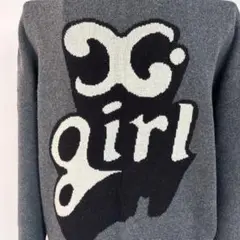 x-girl グレー ロゴ入り 長袖ニット