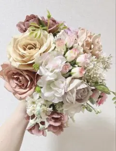 造花18本セット　ピンク ベージュ ホワイト