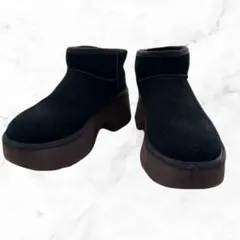UGG クラシック ウルトラミニニューハイツ 黒 厚底 ムートンブーツ 24cm