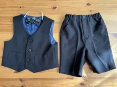 ブラック黒セレモニースーツ 90結婚式冠婚葬祭発表会