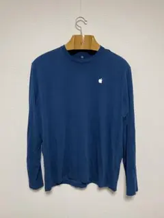 現行　apple ロンt ブルー　古着　長袖　ロンt XL オフィシャル　リンゴのサムネイル