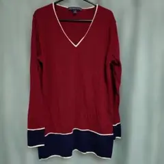 Brooks Brothers バーガンディ Vネックニット