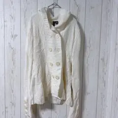 MARIPOSA くるみボタン風 ショールカラー リブニットカーディガン L