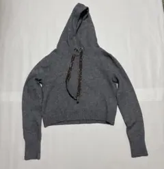 ZARA グレー フード付き クロップドパーカー