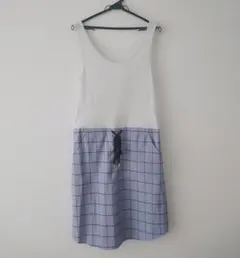 ナノユニバース ワンピース チェック ブルー