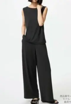 UNIQLO クレープジャージーストレートパンツ ブラック M