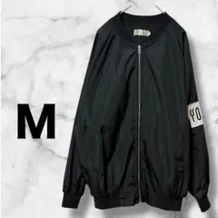 0818　ワイエフスタジオ　ブルゾン　ナイロンジャケット　MA-1風　ブラック