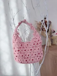 かぎ編み　フラワーバッグ　ハンドメイド