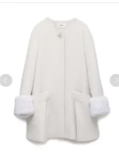 snidel 0サイズ　ホワイト　ノーカラーコート　ウールロングコート