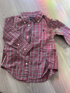 ポロ・ラルフ・ローレン 赤系 チェック柄 ポロシャツ 100cm