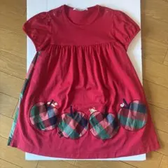 ファミリア りんご 赤チェック くまちゃんワンピース - メルカリ