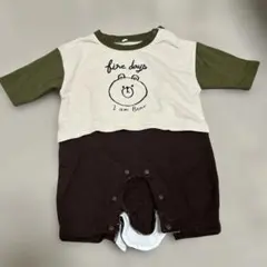 クマのイラスト付きロンパース 70サイズ